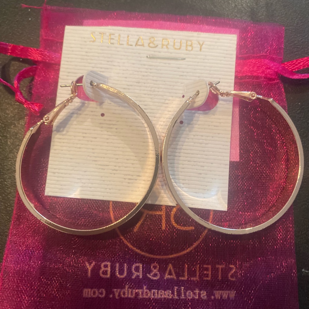 Wide Flat Gold-Tone Hoop Pierced Earrings By Stella & Ruby